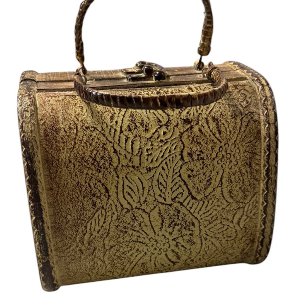 Takara: 1993 Vintage Wooden Purse Coral Life